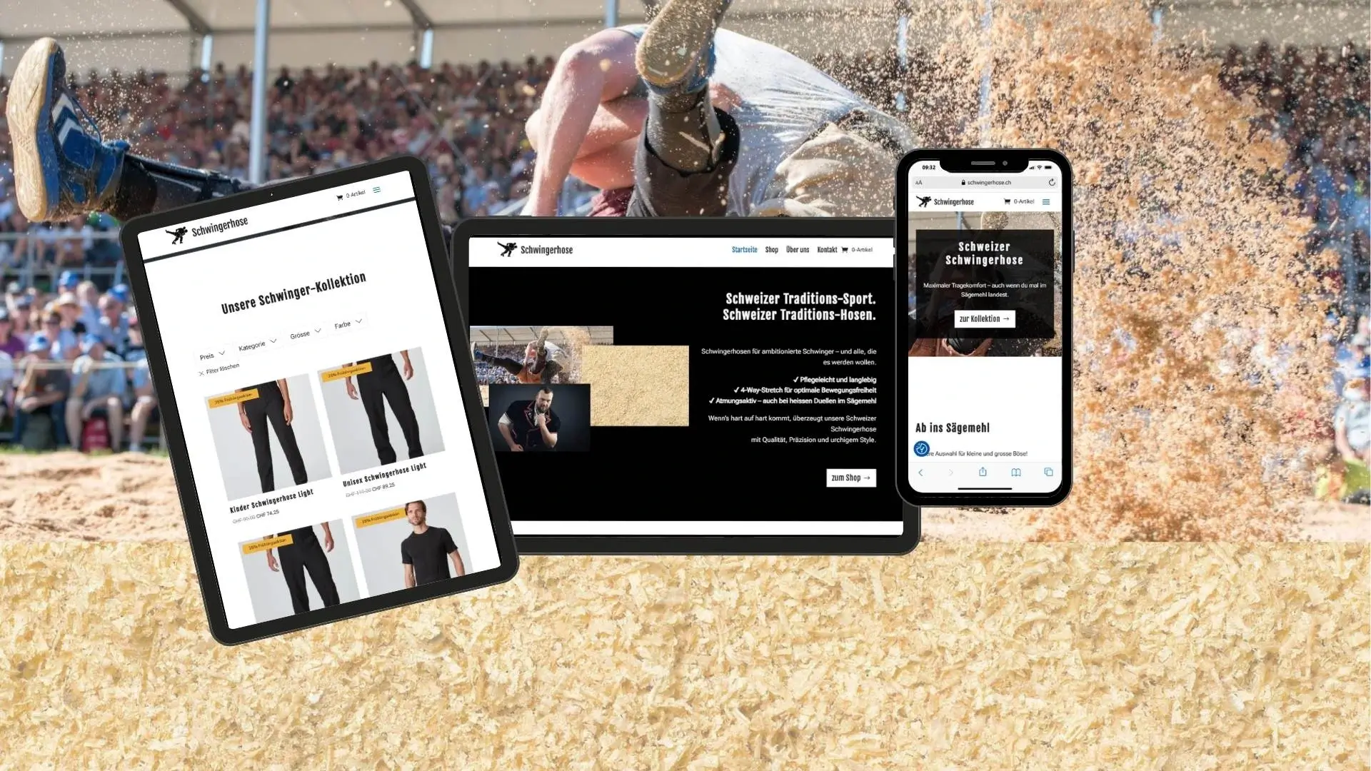 Onlineshop-Moehlin-Referenz-Webshop-programmieren Projekt Webshop programmieren von Schwingerhose von einem KMU Sportgeschäft in Möhlin. Ausschnitte aus dem aktuellen Webdesign zeigt den Onlineshop.